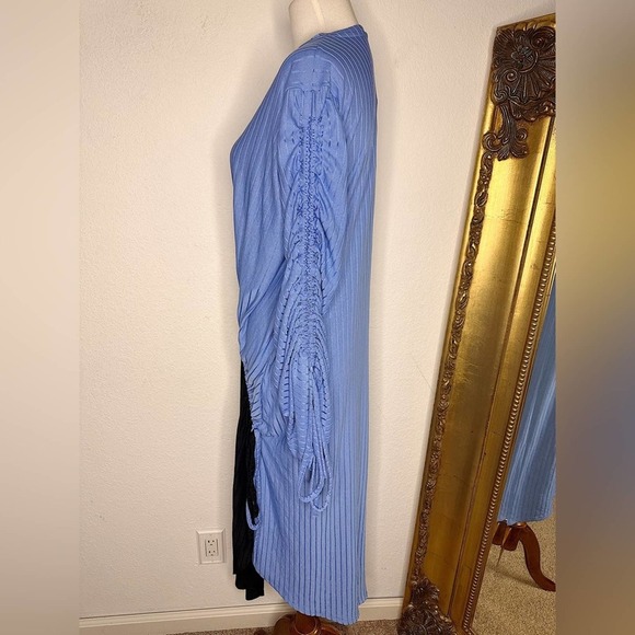 NWT Zara Collection Blue Black Ribbed Cinched Gathered Dress Size Small $49.90 - Picture 4 of 7